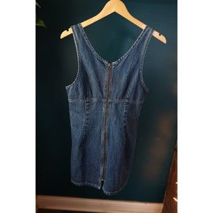 Vintage 90s Womens S Canyon River Blues Denim Zip Front Jumper Sleeveless Dress